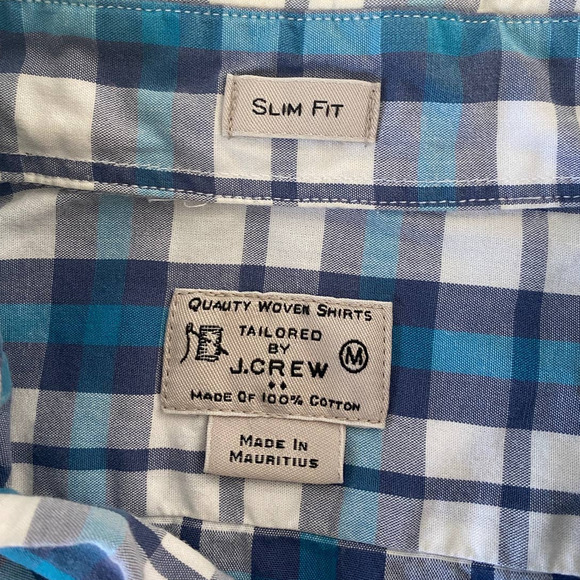 J Crew Mens Slim Fit Plaid Button Up Shirt Long Sleeve Blue M Medium - Picture 7 of 10